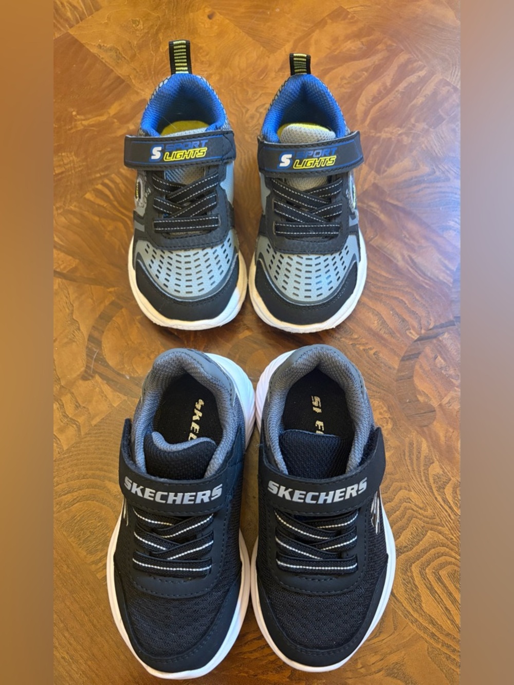 Skechers Kids Black, Gray & Blue Light-Up Sneakers